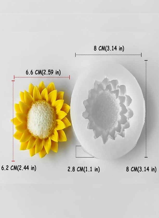 Skytail Sunflower Silicone Candle Mold Sunflower Fondant Molds for Chocolate Candy Cake Decoration Cupcake Topper Sugarcraft Flower Candle Bouquet Wax Melts Mini Soap Polymer Clay Crafting Molds - Image 2
